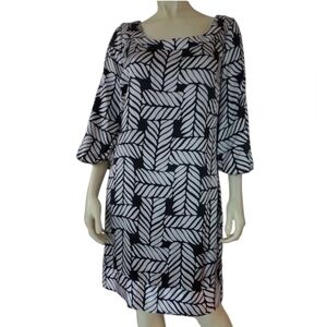 White House Black Market Silk Spandex Blend Shift Dress Lined Abstract sz Large